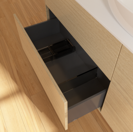 Тумба под раковину Villeroy & Boch Finion 160х50,1 см с подсветкой МДФ шпон дуба/стекло белое матовое G97100PC