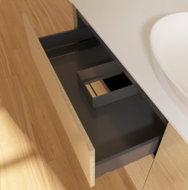 Тумба под раковину Villeroy & Boch Finion 160х50,1 см с подсветкой МДФ шпон дуба/стекло белое матовое G97100PC