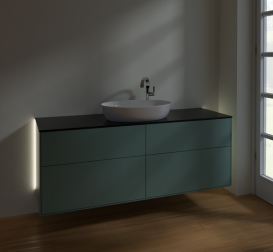 Тумба под раковину Villeroy & Boch Finion 160х50,1 см с подсветкой МДФ оливковый матовый лак/стекло черное матовое G97200GM