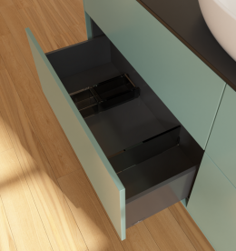 Тумба под раковину Villeroy & Boch Finion 160х50,1 см с подсветкой МДФ оливковый матовый лак/стекло черное матовое G97200GM