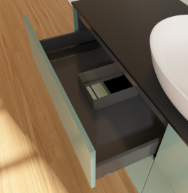 Тумба под раковину Villeroy & Boch Finion 160х50,1 см с подсветкой МДФ оливковый матовый лак/стекло черное матовое G97200GM