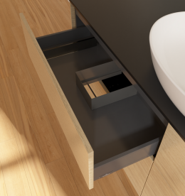 Тумба под раковину Villeroy & Boch Finion 160х50,1 см с подсветкой МДФ шпон дуба/стекло черное матовое G97200PC