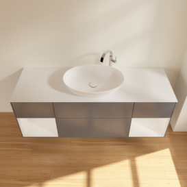 Тумба под раковину Villeroy & Boch Finion 160х50,1 см с подсветкой МДФ антрацит матовый лак/стекло белое матовое F981GFGK