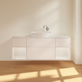 Тумба под раковину Villeroy & Boch Finion 160х50,1 см с подсветкой МДФ белый матовый лак/стекло белое матовое F981GFMT