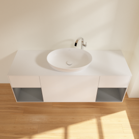 Тумба под раковину Villeroy & Boch Finion 160х50,1 см с подсветкой МДФ белый матовый лак/стекло белое матовое F981GKMT