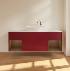 Тумба под раковину Villeroy & Boch Finion 160х50,1 см с подсветкой МДФ пион матовый лак/стекло белое матовое F981GNHB