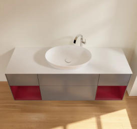 Тумба под раковину Villeroy & Boch Finion 160х50,1 см с подсветкой МДФ антрацит матовый лак/стекло белое матовое F981HBGK