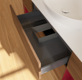 Тумба под раковину Villeroy & Boch Finion 160х50,1 см с подсветкой МДФ шпон грецкого ореха/стекло белое матовое F981HBGN