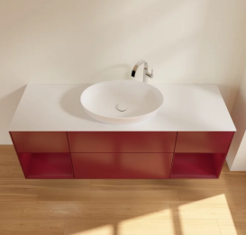 Тумба под раковину Villeroy & Boch Finion 160х50,1 см с подсветкой МДФ пион матовый лак/стекло белое матовое F981HBHB