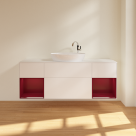 Тумба под раковину Villeroy & Boch Finion 160х50,1 см с подсветкой МДФ белый матовый лак/стекло белое матовое F981HBMT