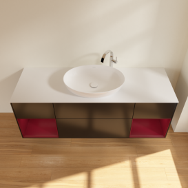 Тумба под раковину Villeroy & Boch Finion 160х50,1 см с подсветкой МДФ черный матовый лак/стекло белое матовое F981HBPD