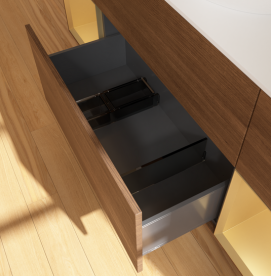 Тумба под раковину Villeroy & Boch Finion 160х50,1 см с подсветкой МДФ шпон грецкого ореха/стекло белое матовое F981HFGN