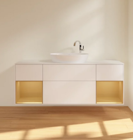 Тумба под раковину Villeroy & Boch Finion 160х50,1 см с подсветкой МДФ белый матовый лак/стекло белое матовое F981HFMT