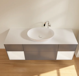 Тумба под раковину Villeroy & Boch Finion 160х50,1 см с подсветкой МДФ антрацит матовый лак/стекло белое матовое F981MTGK