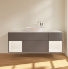 Тумба под раковину Villeroy & Boch Finion 160х50,1 см с подсветкой МДФ антрацит матовый лак/стекло белое матовое F981MTGK