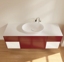 Тумба под раковину Villeroy & Boch Finion 160х50,1 см с подсветкой МДФ пион матовый лак/стекло белое матовое F981MTHB