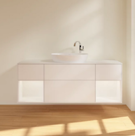 Тумба под раковину Villeroy & Boch Finion 160х50,1 см с подсветкой МДФ белый матовый лак/стекло белое матовое F981MTMT