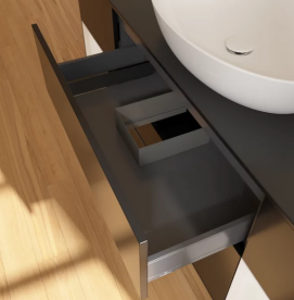 Тумба под раковину Villeroy & Boch Finion 160х50,1 см с подсветкой МДФ черный матовый лак/стекло черное матовое F982GFPD