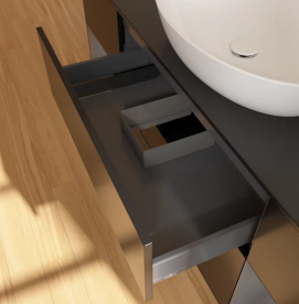 Тумба под раковину Villeroy & Boch Finion 160х50,1 см с подсветкой МДФ черный матовый лак/стекло черное матовое F982GKPD