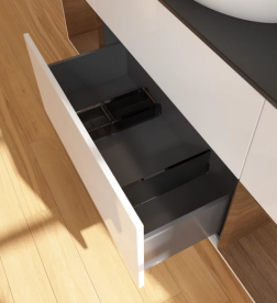 Тумба под раковину Villeroy & Boch Finion 160х50,1 см с подсветкой МДФ глянцевый белый лак/стекло черное матовое F982GNGF