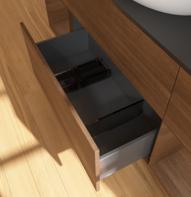 Тумба под раковину Villeroy & Boch Finion 160х50,1 см с подсветкой МДФ шпон грецкого ореха/стекло черное матовое F982GNGN