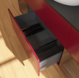 Тумба под раковину Villeroy & Boch Finion 160х50,1 см с подсветкой МДФ пион матовый лак/стекло черное матовое F982GNHB