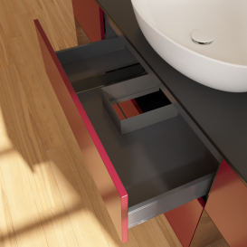 Тумба под раковину Villeroy & Boch Finion 160х50,1 см с подсветкой МДФ пион матовый лак/стекло черное матовое F982GNHB