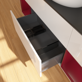 Тумба под раковину Villeroy & Boch Finion 160х50,1 см с подсветкой МДФ глянцевый белый лак/стекло черное матовое F982HBGF