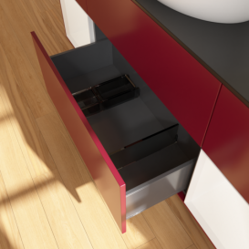 Тумба під раковину Villeroy & Boch Finion 160х50,1 см з підсвічуванням МДФ півонія матовий лак/скло чорне матове F982MTHB