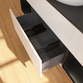 Тумба под раковину Villeroy & Boch Finion 160х50,1 см с подсветкой МДФ белый матовый лак/стекло черное матовое F982PDMT