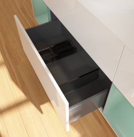 Тумба под раковину Villeroy & Boch Finion 160х50,1 см с подсветкой МДФ глянцевый белый лак/стекло белое матовое F981GMGF