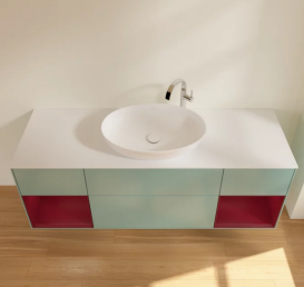 Тумба под раковину Villeroy & Boch Finion 160х50,1 см с подсветкой МДФ оливковый матовый лак/стекло белое матовое F981HBGM