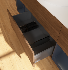 Тумба под раковину Villeroy & Boch Finion 160х50,1 см с подсветкой МДФ шпон грецкого ореха/стекло белое матовое F981HGGN