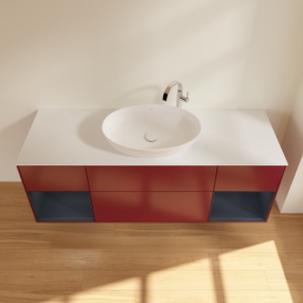 Тумба под раковину Villeroy & Boch Finion 160х50,1 см с подсветкой МДФ пион матовый лак/стекло белое матовое F981HGHB