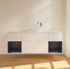 Тумба под раковину Villeroy & Boch Finion 160х50,1 см с подсветкой МДФ белый матовый лак/стекло белое матовое F981HGMT