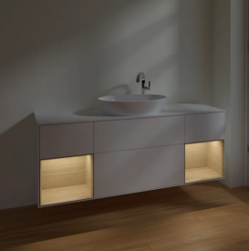 Тумба под раковину Villeroy & Boch Finion 160х50,1 см с подсветкой МДФ белый матовый лак/стекло белое матовое F981PCMT