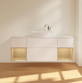 Тумба под раковину Villeroy & Boch Finion 160х50,1 см с подсветкой МДФ белый матовый лак/стекло белое матовое F981PCMT