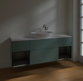 Тумба под раковину Villeroy & Boch Finion 160х50,1 см с подсветкой МДФ оливковый матовый лак/стекло белое матовое F981PDGM