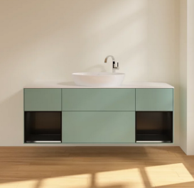 Тумба под раковину Villeroy & Boch Finion 160х50,1 см с подсветкой МДФ оливковый матовый лак/стекло белое матовое F981PDGM