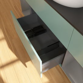 Тумба под раковину Villeroy & Boch Finion 160х50,1 см с подсветкой МДФ оливковый матовый лак/стекло черное матовое F982GKGM