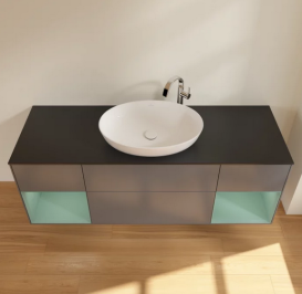 Тумба под раковину Villeroy & Boch Finion 160х50,1 см с подсветкой МДФ антрацит матовый лак/стекло черное матовое F982GMGK