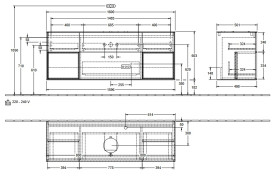 Тумба под раковину Villeroy & Boch Finion 160х50,1 см с подсветкой МДФ антрацит матовый лак/стекло черное матовое F982GMGK