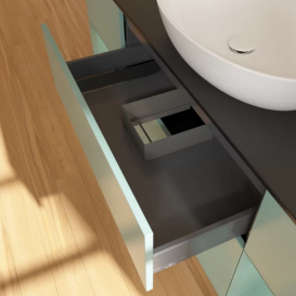 Тумба под раковину Villeroy & Boch Finion 160х50,1 см с подсветкой МДФ оливковый матовый лак/стекло черное матовое F982GMGM