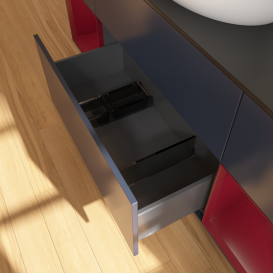 Тумба под раковину Villeroy & Boch Finion 160х50,1 см с подсветкой МДФ темно-синий матовый лак/стекло черное матовое F982HBHG