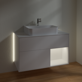 Тумба под раковину Villeroy & Boch Finion 100х50,1 см с подсветкой МДФ белый матовый лак/белый матовый лак/стекло белое матовое G121MTMT