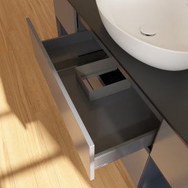 Тумба под раковину Villeroy & Boch Finion 160х50,1 см с подсветкой МДФ антрацит матовый лак/стекло черное матовое F982HGGK