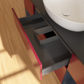 Тумба под раковину Villeroy & Boch Finion 160х50,1 см с подсветкой МДФ пион матовый лак/стекло черное матовое F982HGHB