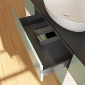 Тумба под раковину Villeroy & Boch Finion 160х50,1 см с подсветкой МДФ оливковый матовый лак/стекло черное матовое F982MTGM