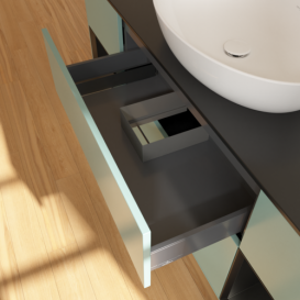 Тумба под раковину Villeroy & Boch Finion 160х50,1 см с подсветкой МДФ оливковый матовый лак/стекло черное матовое F982PDGM