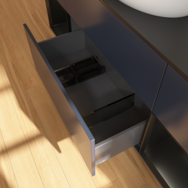 Тумба под раковину Villeroy & Boch Finion 160х50,1 см с подсветкой МДФ темно-синий матовый лак/стекло черное матовое F982PDHG